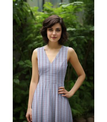 Coton jacquard tissé - Carreaux Marine et coeur Rouge