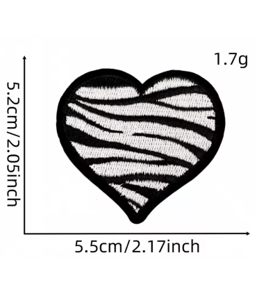 Thermocollant - Coeur Zèbre - NOIR et BLANC