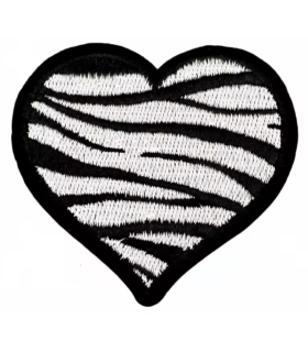 Thermocollant - Coeur Zèbre - NOIR et BLANC