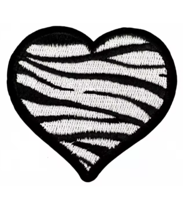 Thermocollant - Coeur Zèbre - NOIR et BLANC