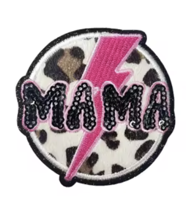 Thermocollant - Mama Rond Éclair Léopard - ROSE