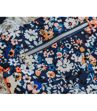 SEE YOU AT SIX : Toile de Coton Gabardine - Flower Joy - BLEU OCÉANA