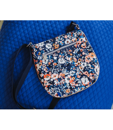 SEE YOU AT SIX : Toile de Coton Gabardine - Flower Joy - BLEU OCÉANA