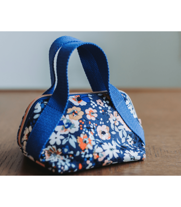 SEE YOU AT SIX : Toile de Coton Gabardine - Flower Joy - BLEU OCÉANA