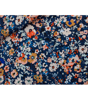 SEE YOU AT SIX : Ecovero Viscose - Flower Joy - BLEU OCÉANA