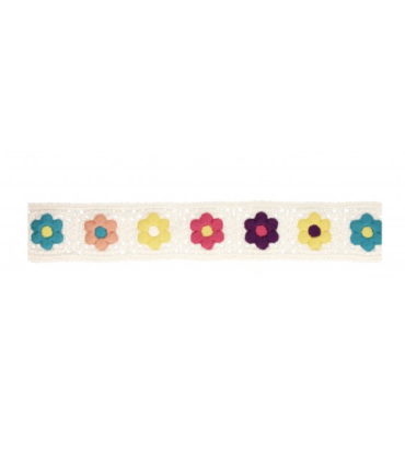 Galon crochet 55mm fleurs multicolores – Granny square coton