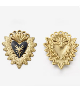 Pendentif cœur ex-voto - NOIR