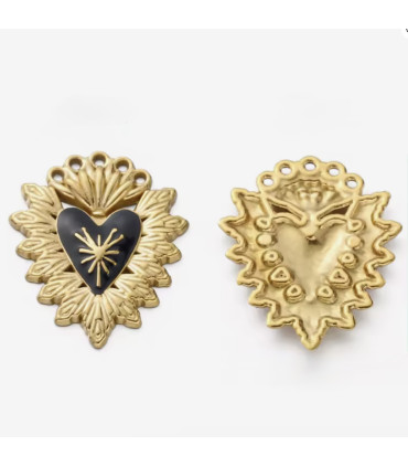 Pendentif cœur ex-voto - NOIR