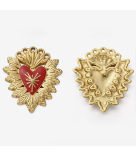 Pendentif coeur ex-voto - ROUGE