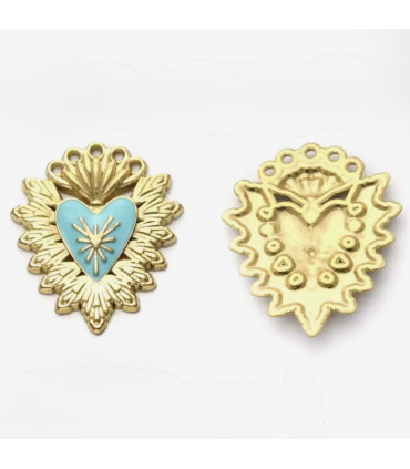 Pendentif coeur ex-voto - TURQUOISE