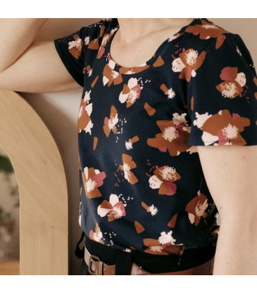 ÉGLANTINE ET ZOÉ: Jersey de Coton Anémona - BLEU ENCRE