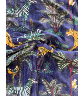 Velours de coton Indien Jungle - MARINE