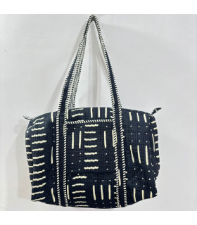 Sac polochon en matelassé indien - Ethnique - NOIR