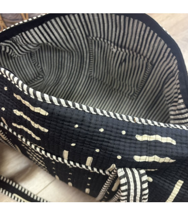 Sac polochon en matelassé indien - Ethnique - NOIR
