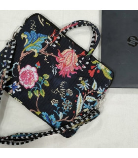 Housse d’ordinateur tissu indien matelassé - NOIR