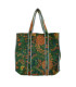 Tote bag en velours indien matelassé imprimé exotique - VERT SAPIN