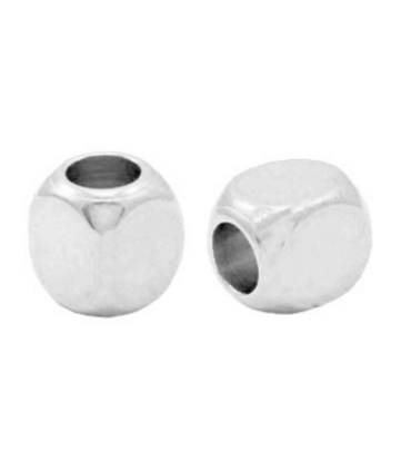 Perle cube arrondi 3mm - Argenté antique