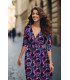 Viscose twill Rosella stretch Flower by Pénélope - NOIR et VIOLET