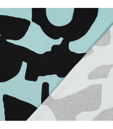 Viscose twill Rosella stretch Géometric by Pénélope - MENTHE et NOIR