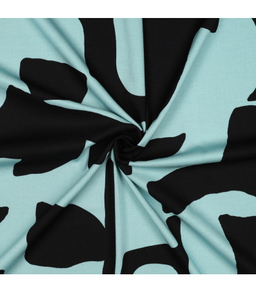 Viscose twill Rosella stretch Géometric by Pénélope - MENTHE et NOIR