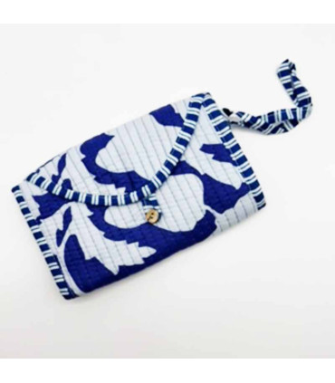 Trousse pliée 2 poches zippées -Etnique - BLEU