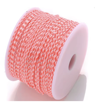 Fil de Coton tressé ROSE FLUO et BLANC