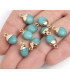 Pendentif pierre  bélière dorée - JADE bleu