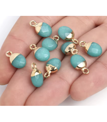 Pendentif pierre  bélière dorée - JADE bleu