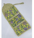Trousse pliée 2 poches zippées -Fleurs - JAUNE