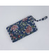 TROUSSE PLIÉE 2 POCHES Zippées  -  FLEURS - BLEU et ROUGE