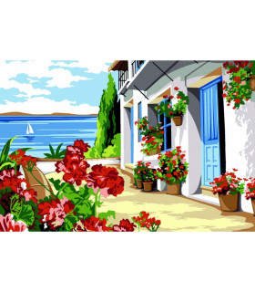 SEG - Canevas pénélope - TERRASSE FLEURIE 30x40