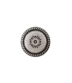 Bouton métal Argent Antique Fleur - 12mm