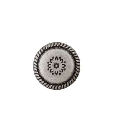Bouton métal Argent Antique Fleur - 18mm