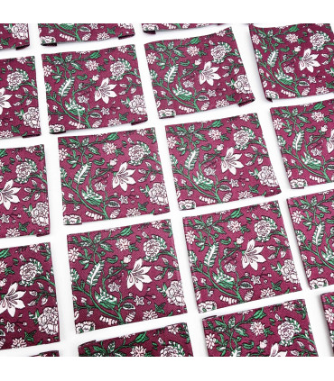 Étiquette Tissée à coudre : Fleurs JAIPUR - BORDEAUX