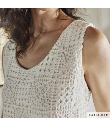 Katia - Coton façon Granny square au crochet - NATUREL