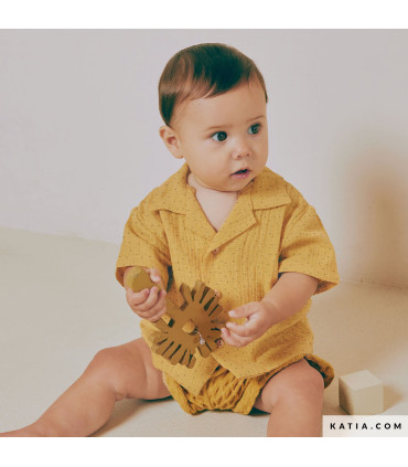 Katia - Double gaze de coton Africa Dots - MOUTARDE