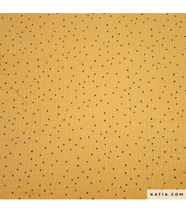 Katia - Double gaze de coton Africa Dots - MOUTARDE