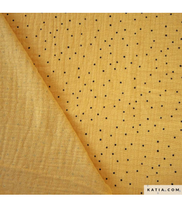 Katia - Double gaze de coton Africa Dots - MOUTARDE