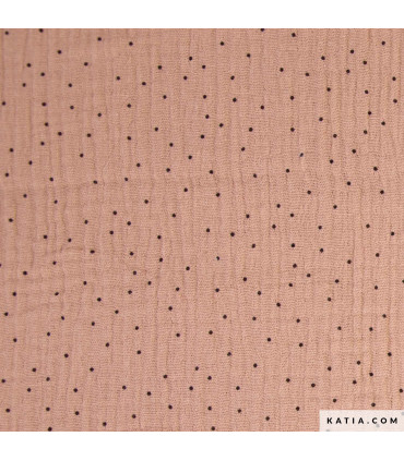 Katia - Double gaze de coton  Sea Lion Dots - ROSE THÉ