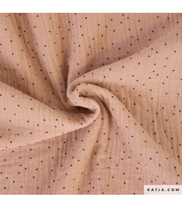 Katia - Double gaze de coton  Sea Lion Dots - ROSE THÉ