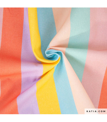 KATIA - Canvas coton Rayures - PASTEL