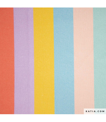 KATIA - Canvas coton Rayures - PASTEL