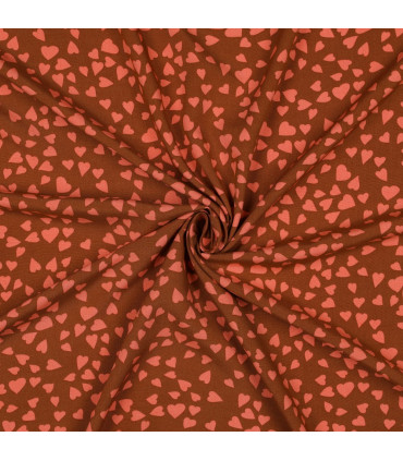 Viscose - Coeurs Corail Terracotta