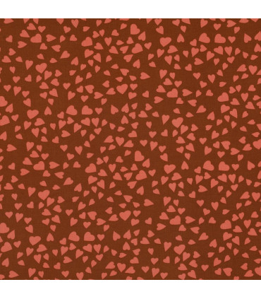 Viscose - Coeurs Corail Terracotta