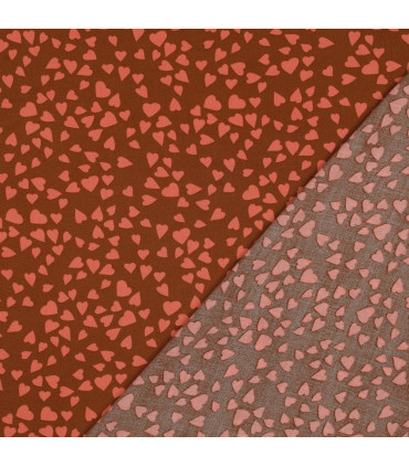 Viscose - Coeurs Corail Terracotta