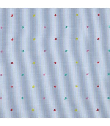 POPPY - Coton rayé bleu à plumetis