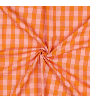 POPPY - Coton Vichy Orange et Saumon