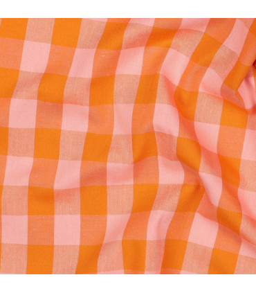 POPPY - Coton Vichy Orange et Saumon