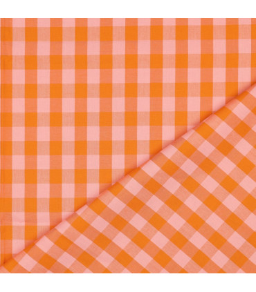 POPPY - Coton Vichy Orange et Saumon