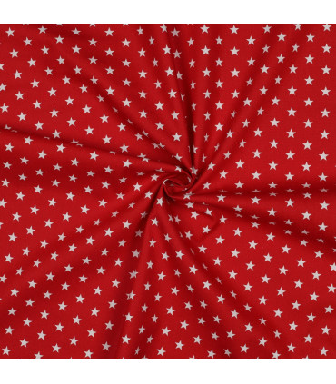 Popeline de Coton - Étoiles - ROUGE